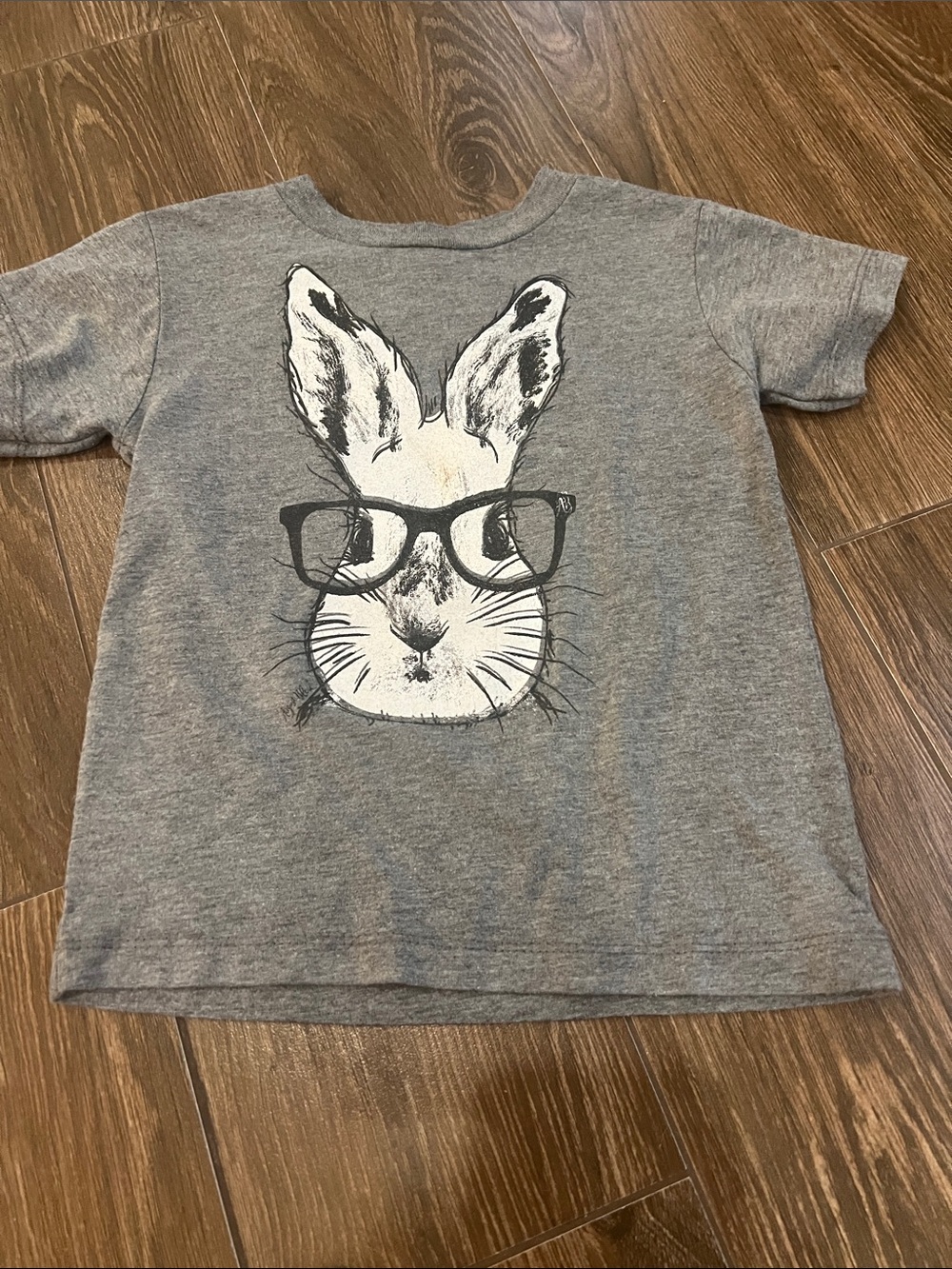 Bella Canvas Gray Kids Bunny Tee with Glasses Graphic